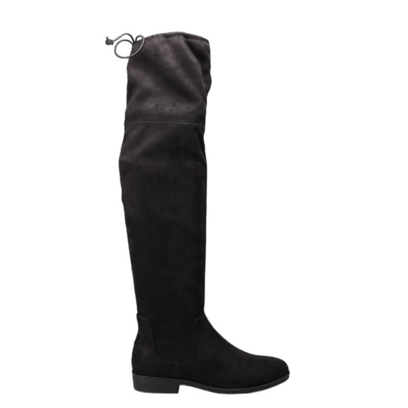 SO® English Muffin Women's Black Thigh-High Boots Tie Up Size 8 Shoes - Picture 1 of 14